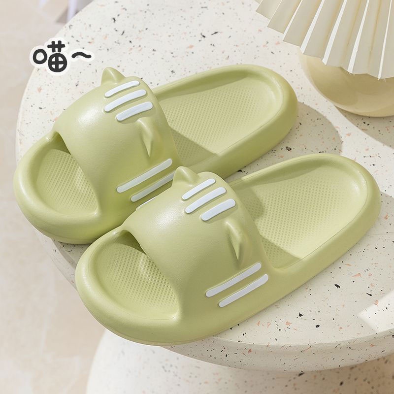 Qinos Dép Đi Trong Nhà Đế Dày Chống Trượt Đính Tai Mèo Dễ Thương Cho Cặp Đôi