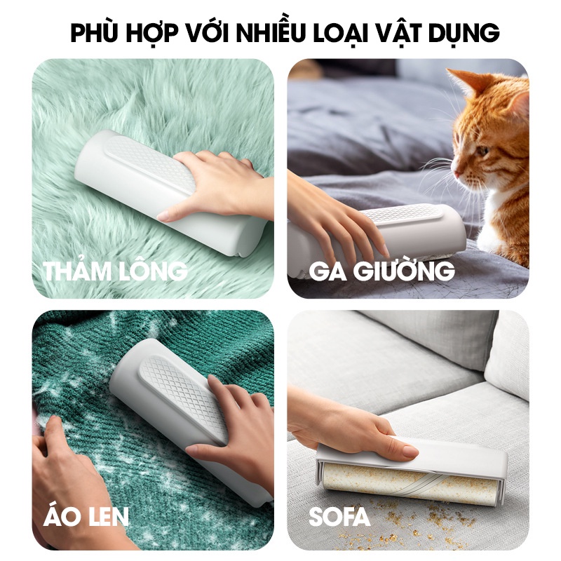 Con lăn dính tóc, lông thú cưng, bụi bông, bụi giấy cho quần áo tiện gọn nhanh chóng