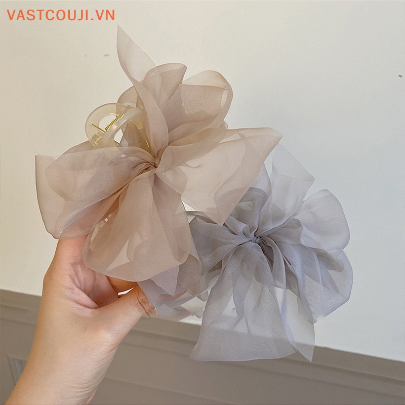 Kẹp Tóc Đính Nơ Lưới Thời Trang Nữ Tính