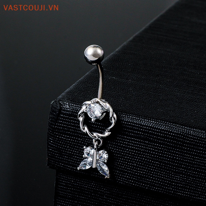 Khuyên Rốn Hình Bướm / Nhện Đính Đá Zircon Bằng Thép Không Gỉ Thời Trang