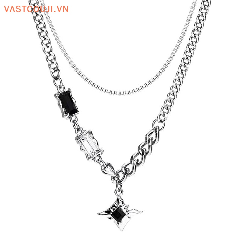 Vòng cổ Hai Lớp Mặt Hình Ngôi Sao Phong Cách Vintage Thời Trang Dành Cho Nam Nữ Y2K