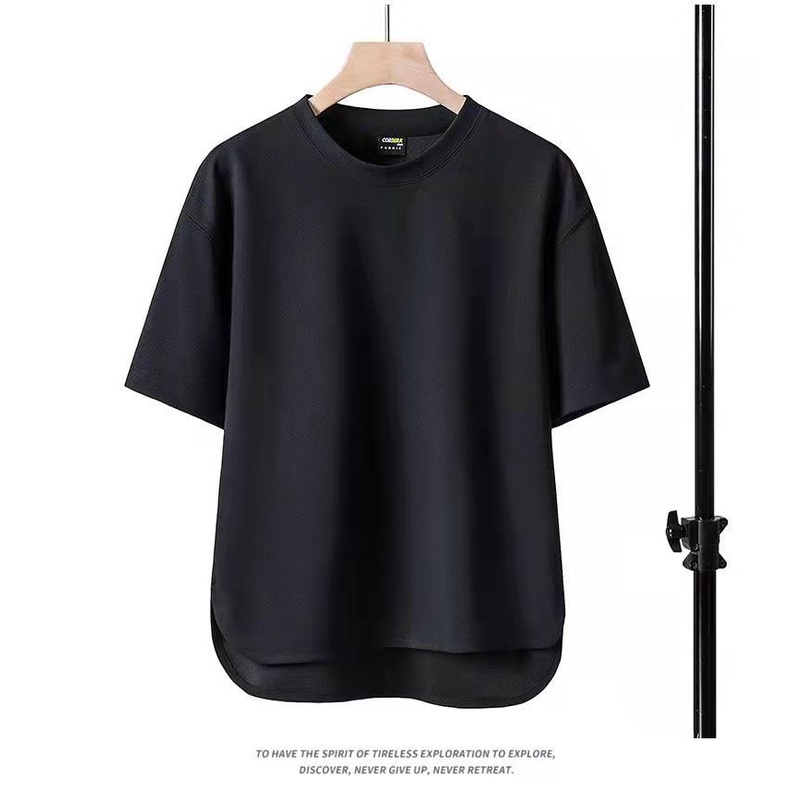 Áo Thun Tay Ngắn Cổ Tròn Màu Trơn Đơn Giản Thời Trang Xuân Hè Mới 2023 Size Lớn M-3xl