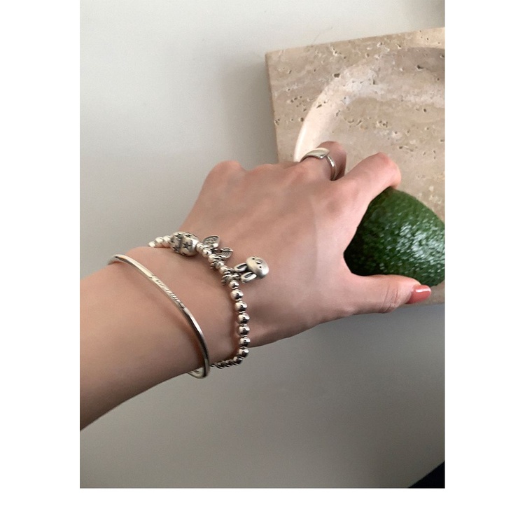 Vòng Đeo Tay Bạc Sterling Thiết Kế Hình Thỏ Tre Nhẹ Sang Trọng Làm Quà Tặng Cho Bạn Gái Haobing boutiqu