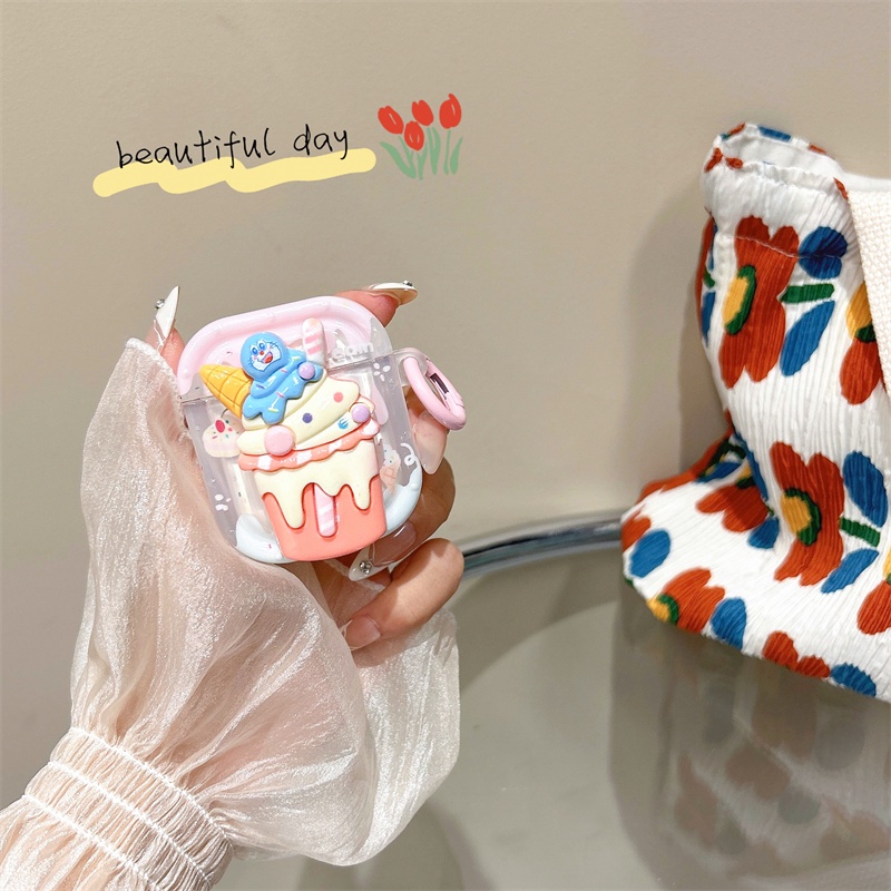 Vỏ Bảo Vệ Hộp Sạc Tai Nghe Bluetooth Không Dây Airpods1 / 2 3 Pro Pro2 Air Pods Pro 3 Hình Cây Kem Dễ Thương Ốp