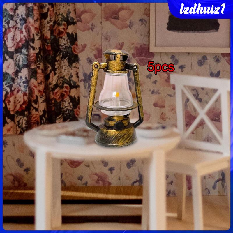 5 Mô Hình Đèn Dầu Mộc Mạc Tỉ Lệ 1: 12 Trang Trí Nhà Búp Bê