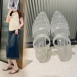  Gi y nh a n Giày Sandal Nhựa Dẻo Trong Suốt Hai Cách Mang Chống Trượt Thời Trang Đi Biển Mùa Hè Cho Nữ NQGH 