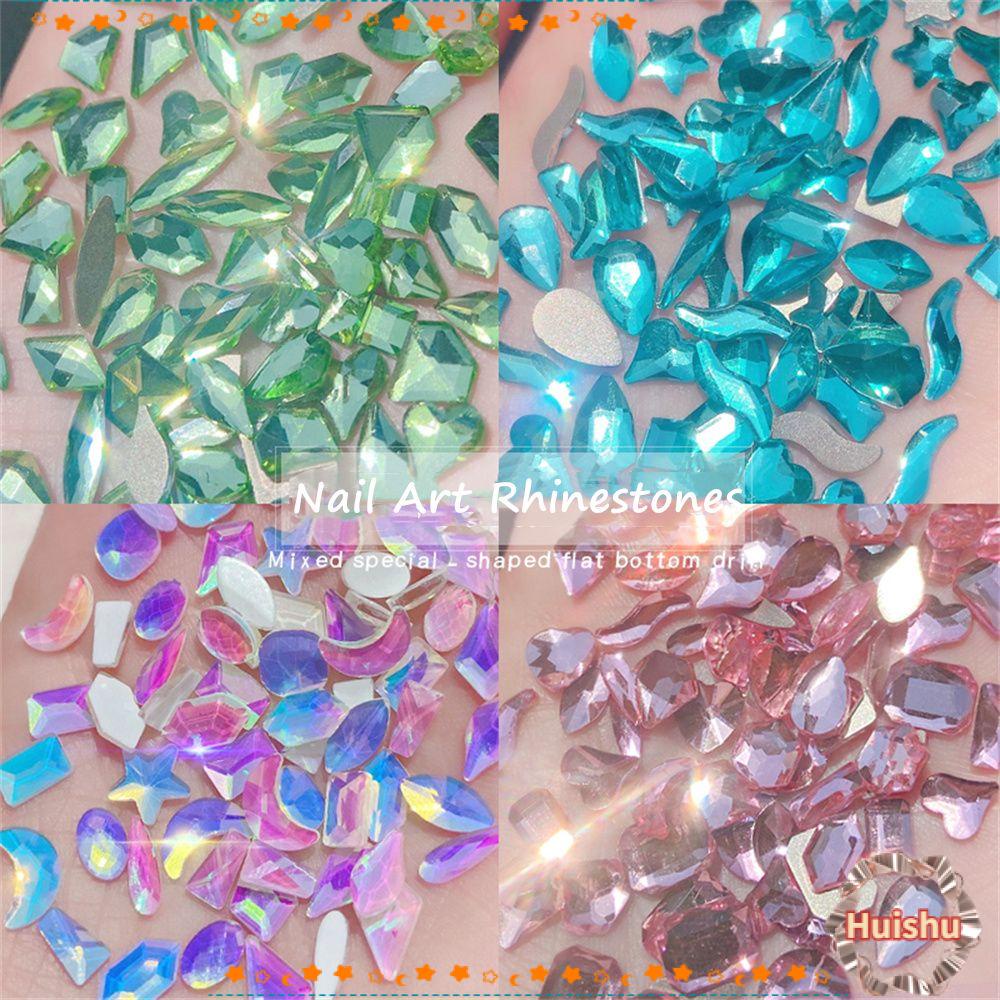 HS Bộ 100 Hạt Nhựa AB Nhiều Hình Dạng Trang Trí Móng Tay