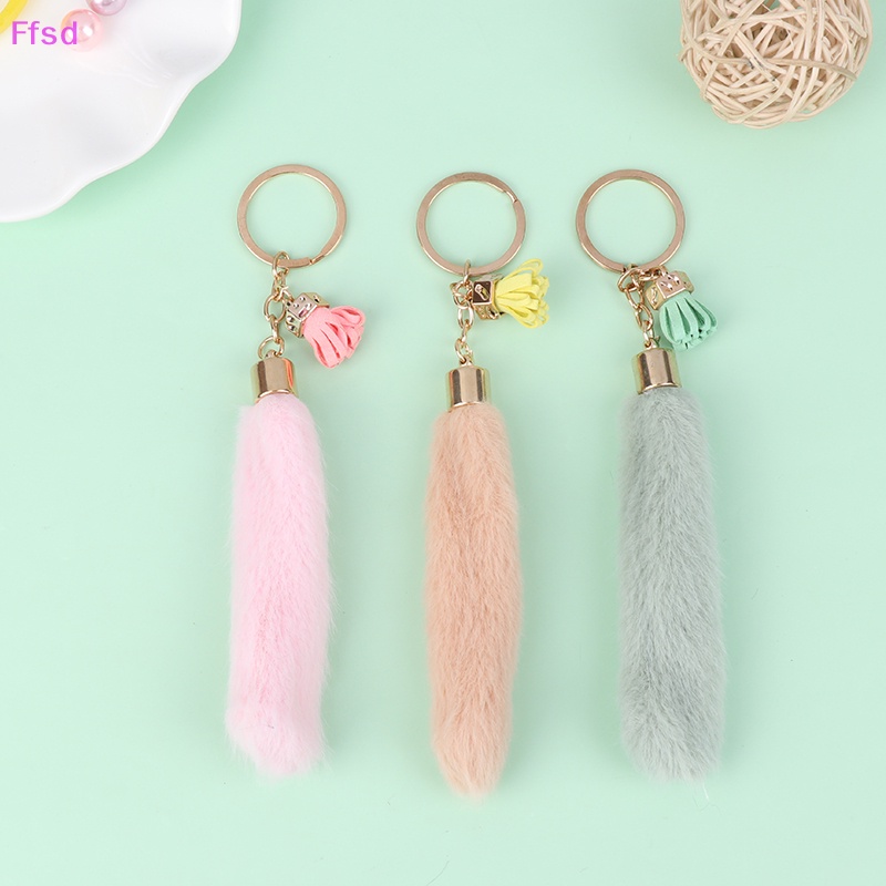 {Ffsd} Móc Khóa Đính Bóng Lông Mềm Mại Phối Tua Rua Thời Trang Dành Cho Bạn Gái * Hàng Bán Chạy