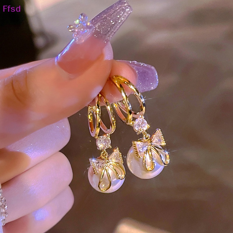 {Ffsd} Bông Tai Đinh Tán Đính Đá Ngọc Trai Và Nơ Tua Rua Trang Sức Cho Cô Dâu Trong Tiệc Cưới Bán Chạy