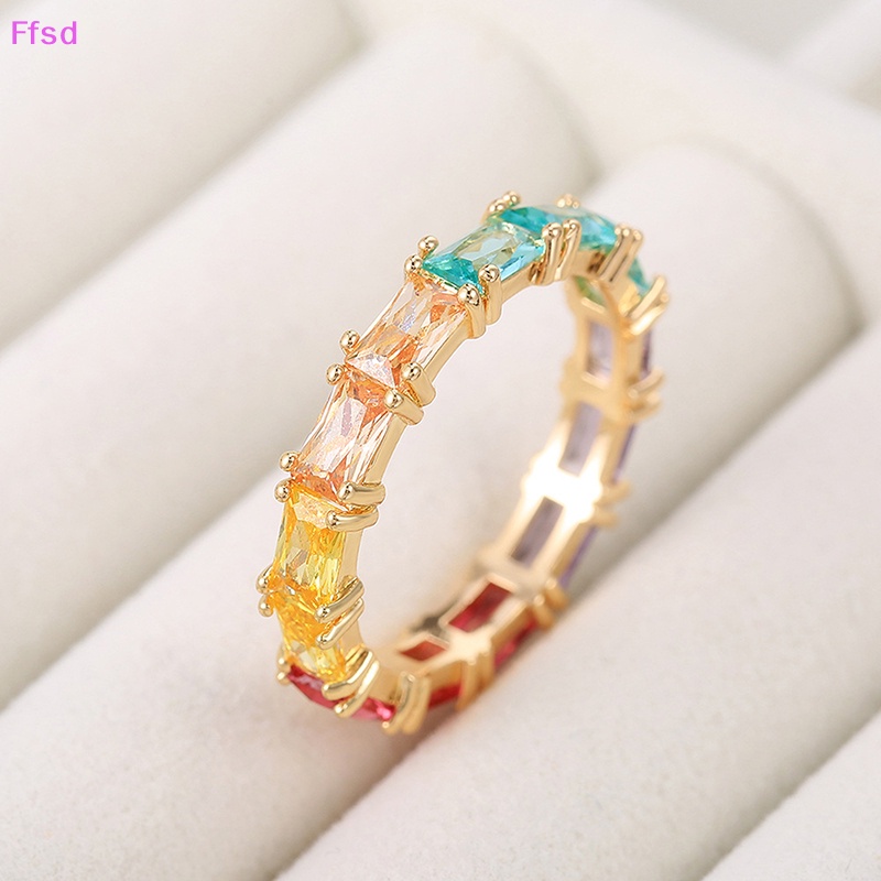 {Ffsd} Nhẫn Đính Đá Zircon Nhiều Màu Sắc Quà Tặng Kỷ Niệm Thời Trang Nữ