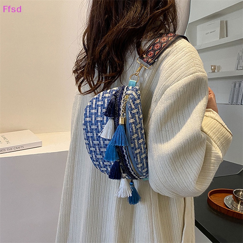 {Ffsd} Túi Đeo Chéo Vai / Đeo Hông Bằng Da Dệt Phối Tua Rua Cổ Điển Bán Chạy Dành Cho Bạn