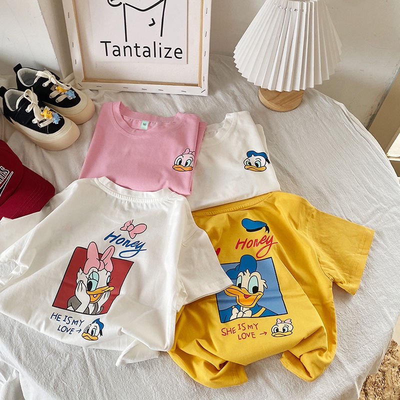 Áo Thun cotton Cổ Tròn Tay Ngắn In Họa Tiết Hoạt Hình Cho Bé Trai