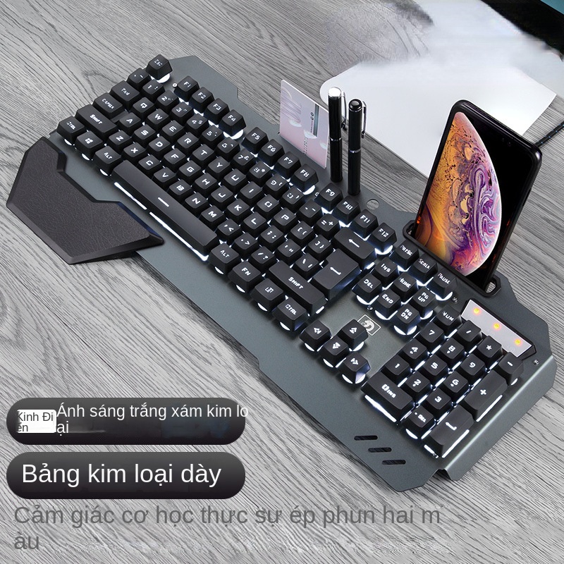 Bàn phím cơ  Bàn phím chơi game có đèn nền RGB có dây 104 phím với khe cắm điện thoại