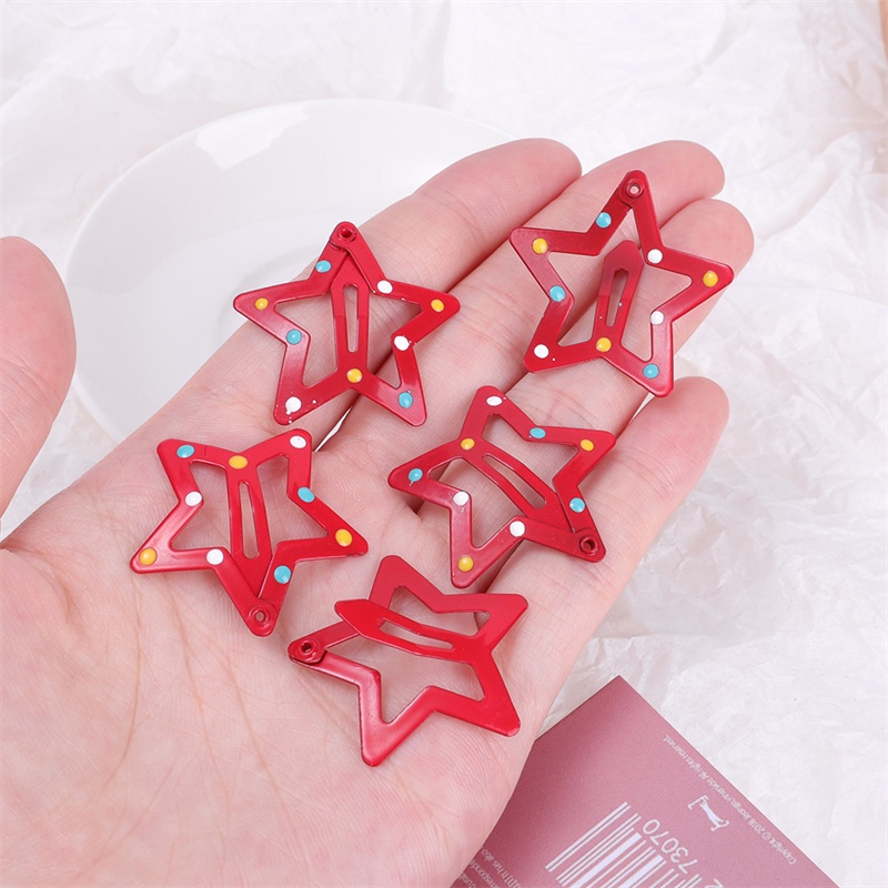 Kẹp Tóc Hình Ngôi Sao Năm Cánh Bằng Hợp Kim Dễ Thương / Kẹp Tóc Mái Đỏ Phong Cách Giáng Sinh Ngọt Ngào / Y2K