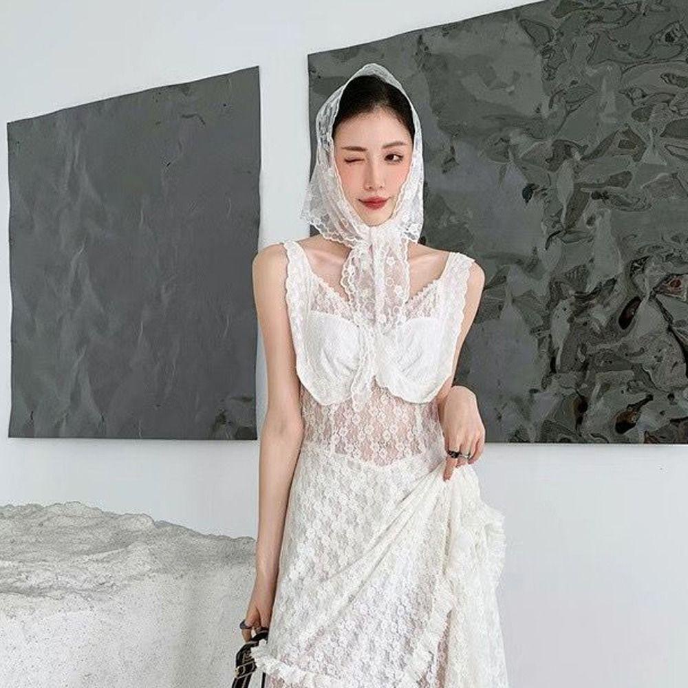 OCEANMAP Băng Đô Ren Hình Lá Tam Giác Phong Cách Pháp Cho Nữ