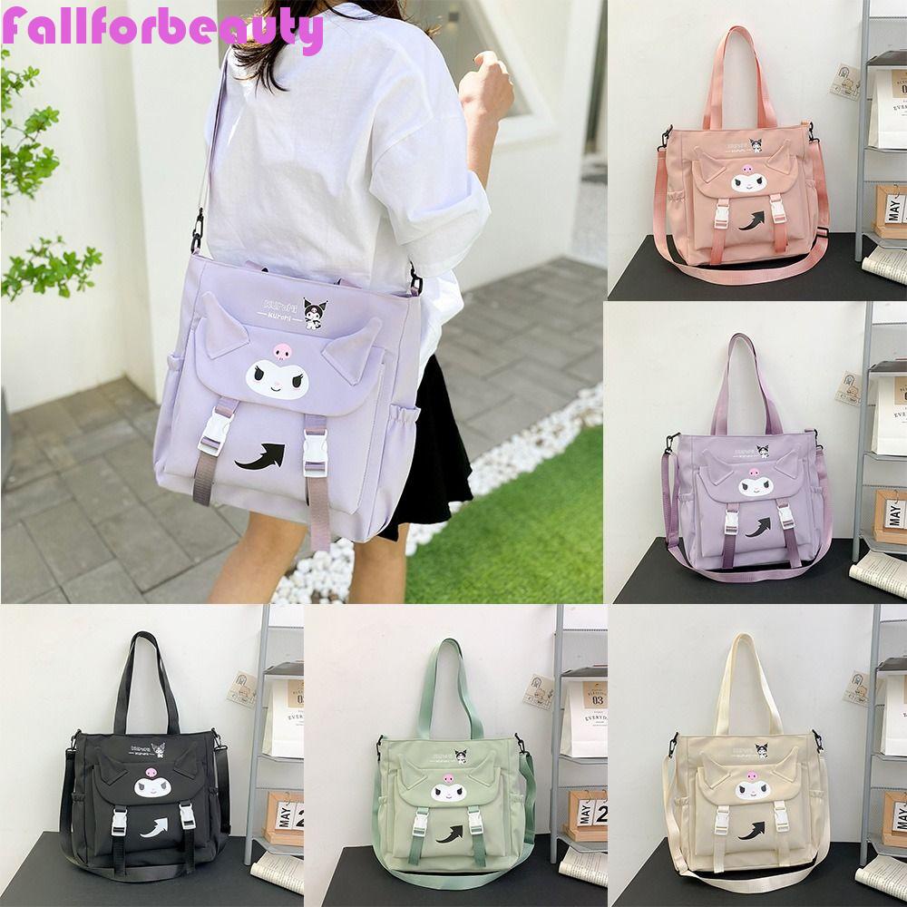 FALLFORBEAUTY Túi Xách Đeo Vai Sức Chứa Lớn Phong Cách Kuromi Preppy Hàn Quốc Cho Nữ