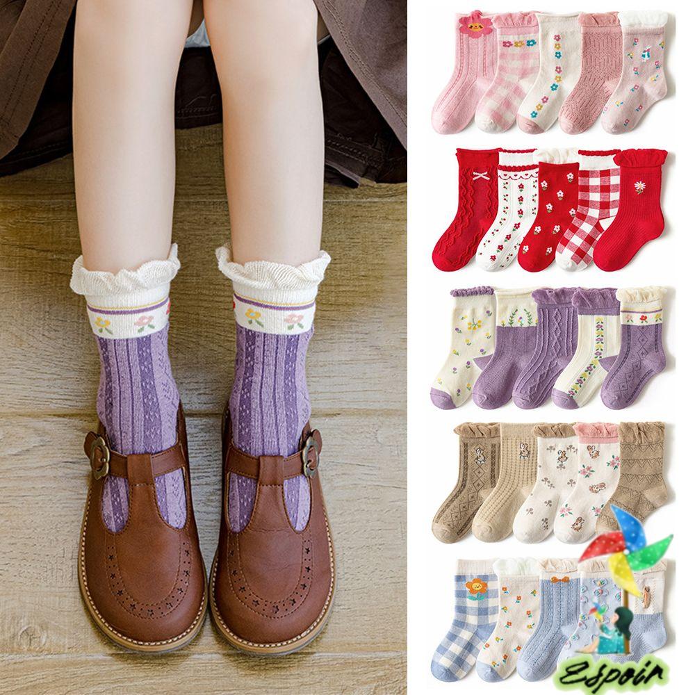 ESPO Bộ 5 Đôi Vớ Cotton Mềm Mại Kiểu Hoạt Hình Đáng Yêu Cho Bé