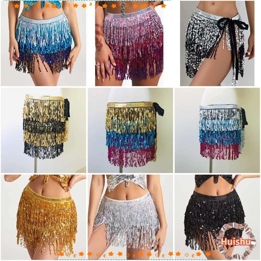 HS Chân Váy Tua Rua Đính Kim Sa Lấp Lánh Phong Cách Bohemian Quyến Rũ Cho Nữ