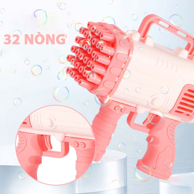 Súng bắn bong bóng 32 nòng,Súng bắn xà phòng dùng pin siêu mạnh cho bé thỏa sức vui chơi