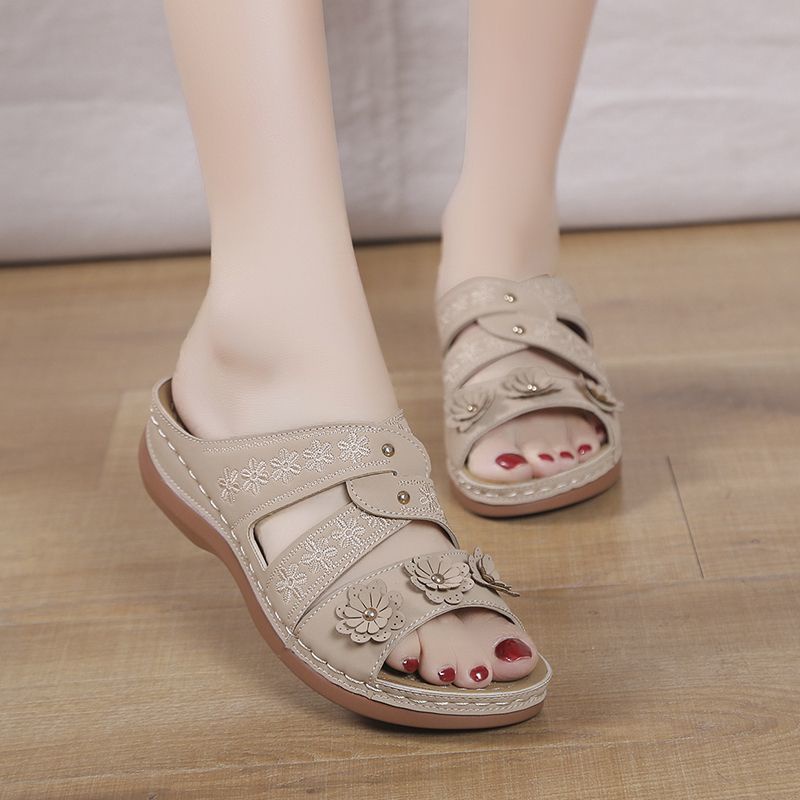 Dép Đế Xuồng Thêu Hoa Xinh Xắn Thời Trang Xuân Hè Cho Nữ Size 41 42