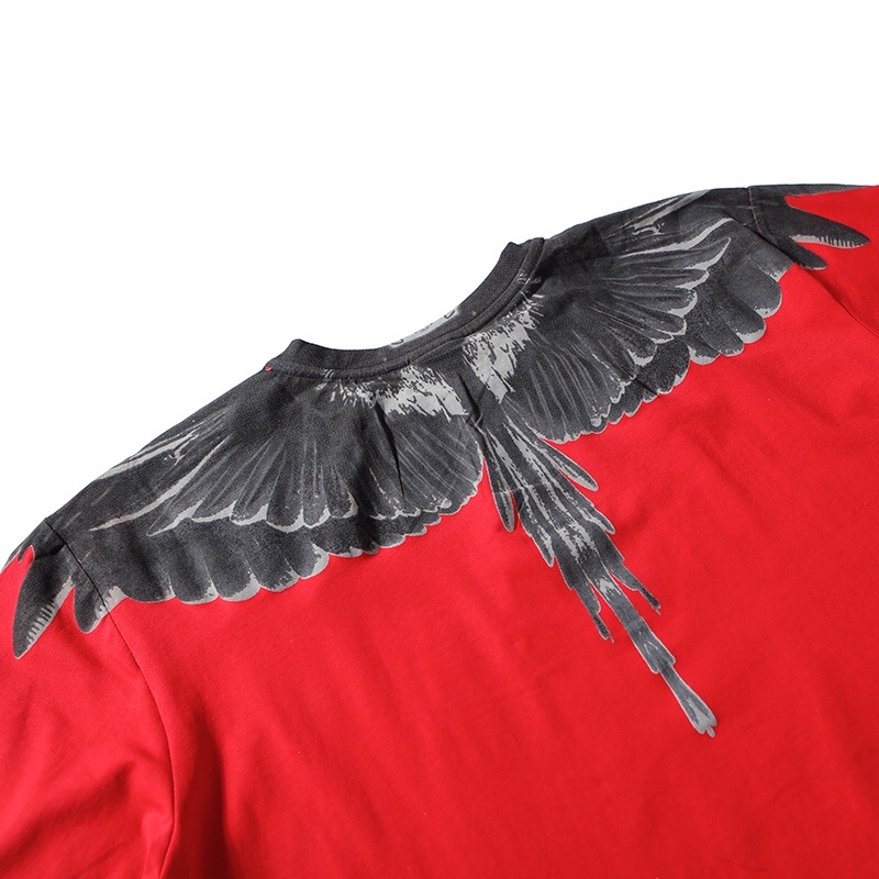 Ma-rc-lo- BEL-ONG Áo Thun Tay Ngắn Màu Đen Đỏ Tương Phản Xu Hướng Thời Trang Đường Phố Chất Lượng Cao Mới Nhất