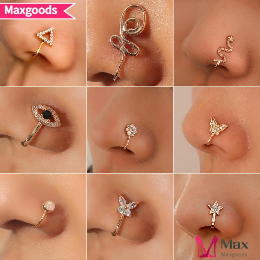MAXG 1 Khuyên Mũi Dạng Kẹp Bằng Đồng Mạ Vàng Thời Trang Cho Nữ