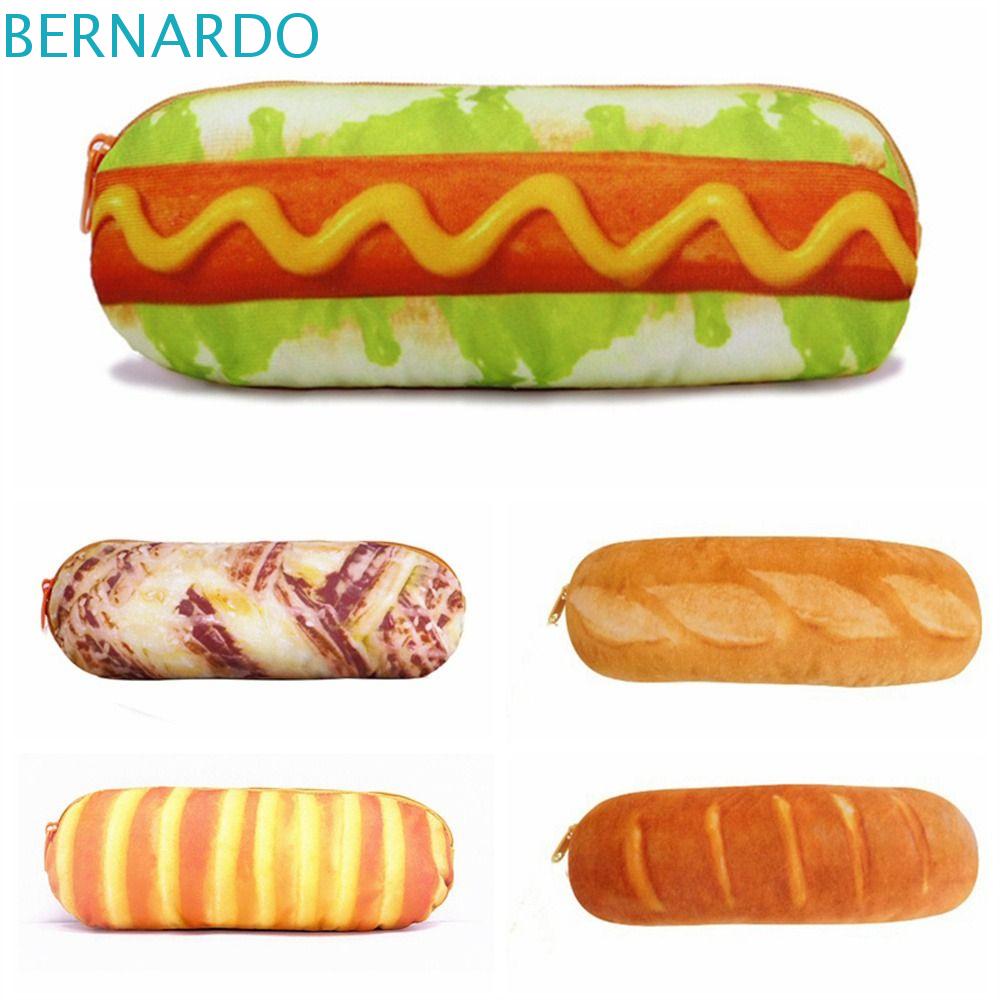 BERNARDO Túi Đựng Bút Hình Bánh Mì Lông Xù Cỡ Lớn Dễ Thương Cho Nữ