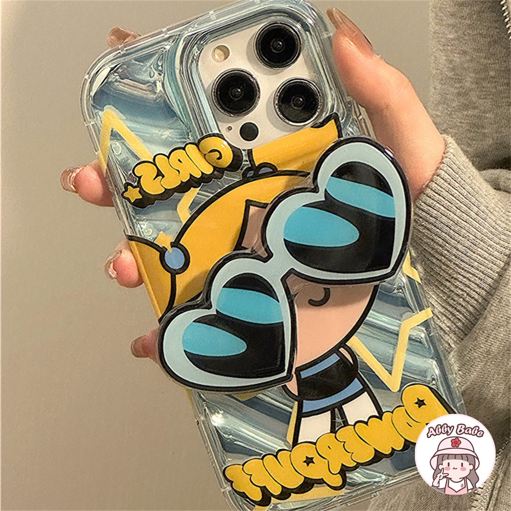 Ốp Điện Thoại TPU Dẻo Họa Tiết Powerpuff Girls Kèm Giá Đỡ &amp; Ngăn Đựng Thẻ Cho IPhone 14 Pro Max IPhone 12 11 Pro Max X XS XR 7Plus