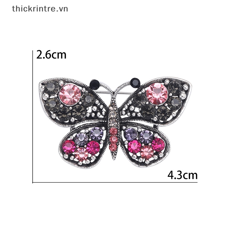 Ghim Cài Áo Hình Bướm Đính Đá Phong Cách Vintage
