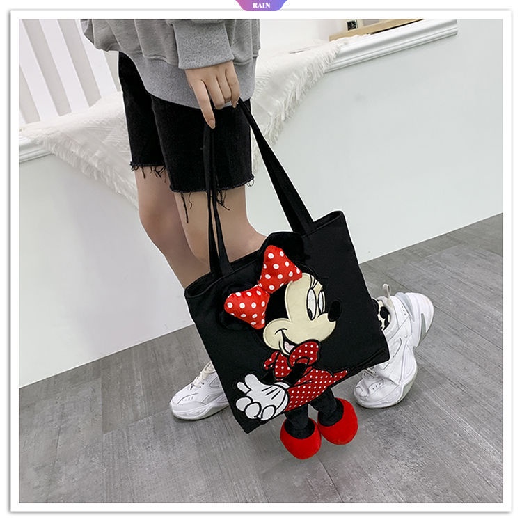 Túi Xách Canvas In Hình Chuột Mickey Minnie Dễ Thương Cho Nữ