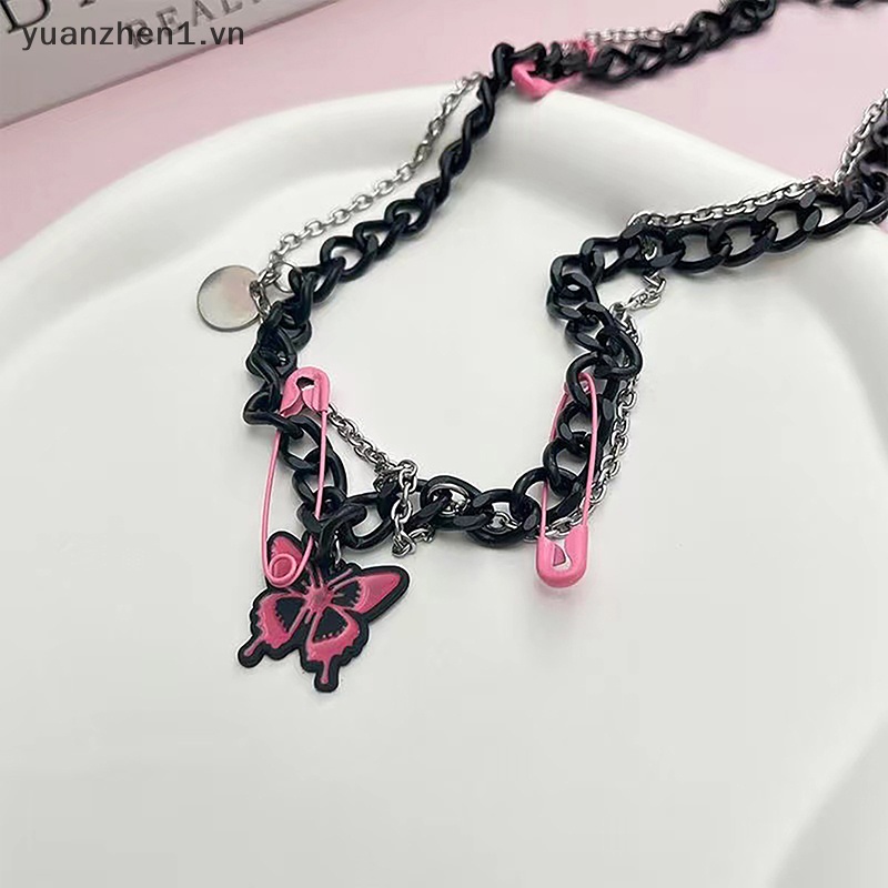 Vòng cổ Mạ Vàng Hồng / Đen Mặt Hình Bướm Thời Trang Cho Nữ ZHEN Y2K