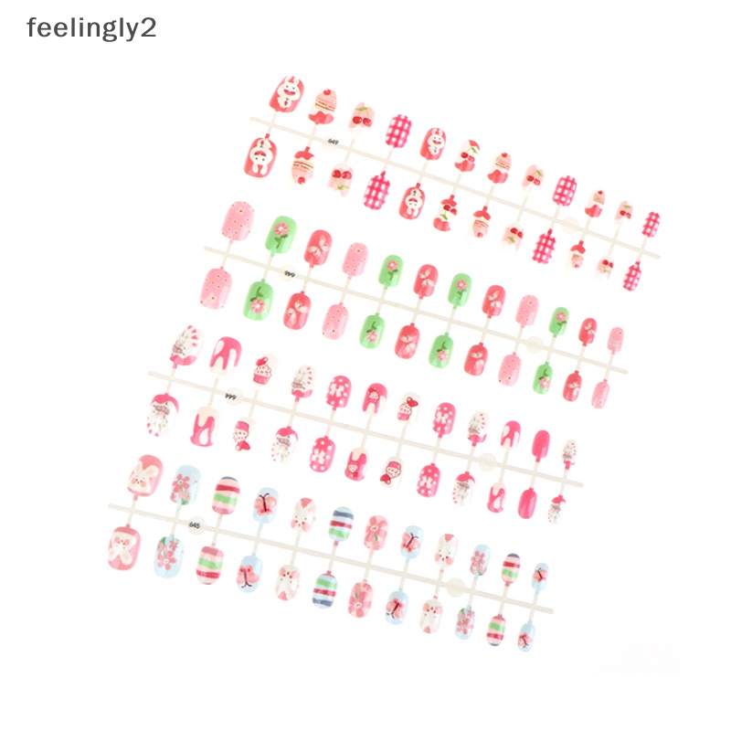 [Hàng Có Sẵn] Móng Tay Giả Dạng Nhấn Họa Tiết Hoạt Hình Đặc Biệt Cho Trẻ Em (F)