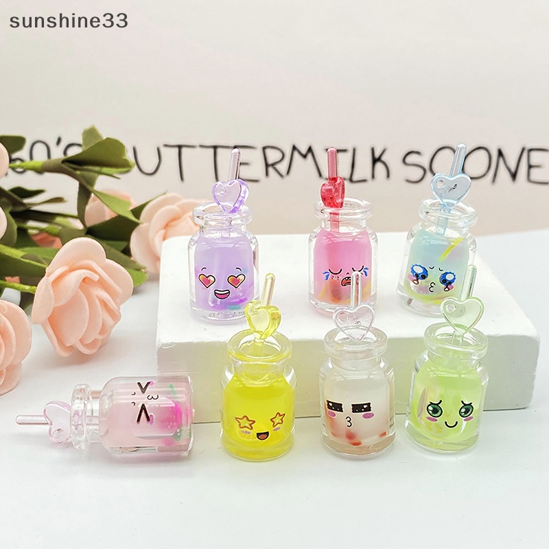 Set 2 Ly Nước Ép Trái Cây Mini Màu Sắc Phản Quang Trang Trí Nhà Búp Bê