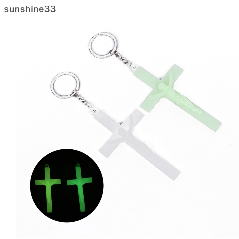 Móc Khóa Hình Thánh Giá Bằng Kim Loại Phát Sáng Dành Cho Nam Nữ