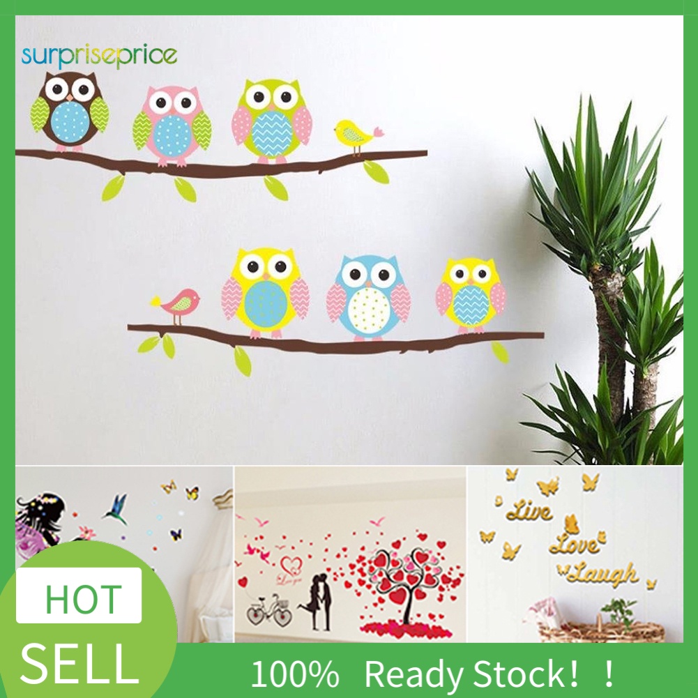 Đề Can Dán Tường Trang Trí Hình Chim Công / Bướm / Cô Gái / Chim Công Dễ Thương Tháo Gỡ Được