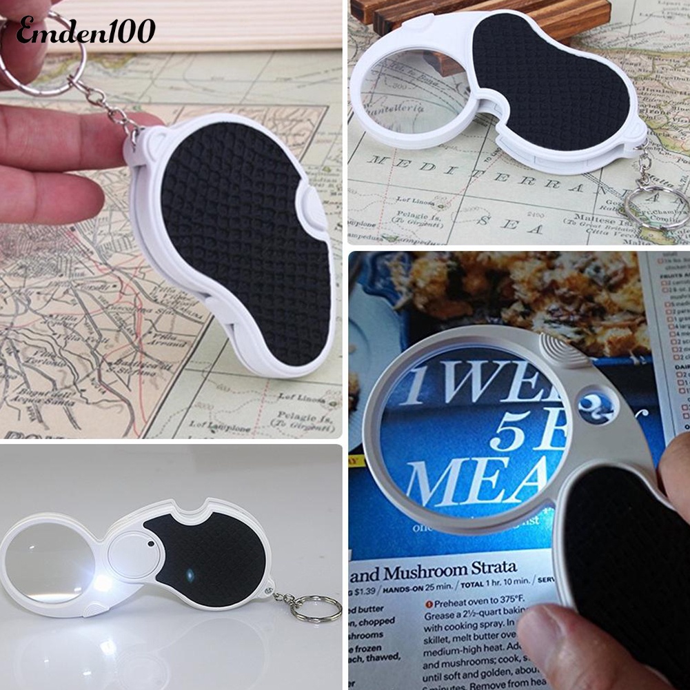 Móc Khóa Kính Lúp Phóng Đại 5X Có Đèn LED Tiện Dụng