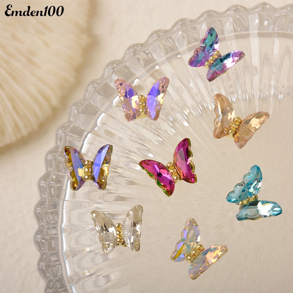 Bộ 10 Phụ Kiện Trang Trí Móng Tay Hình Bướm 3D Sang Trọng