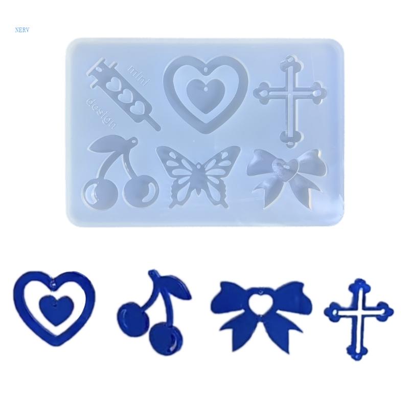 Khuôn Silicone Hình Trái Tim / Nơ / Bướm / Cherry Làm Móc Khóa Thủ Công Đa Ứng Dụng