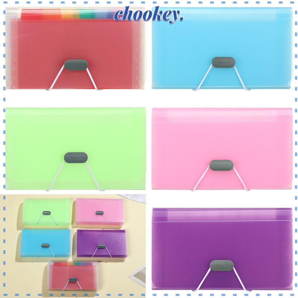 CHOOKEY Túi Nhựa Đựng Tài Liệu Giấy Tờ Khổ A6 Màu Cầu Vồng Thời Trang