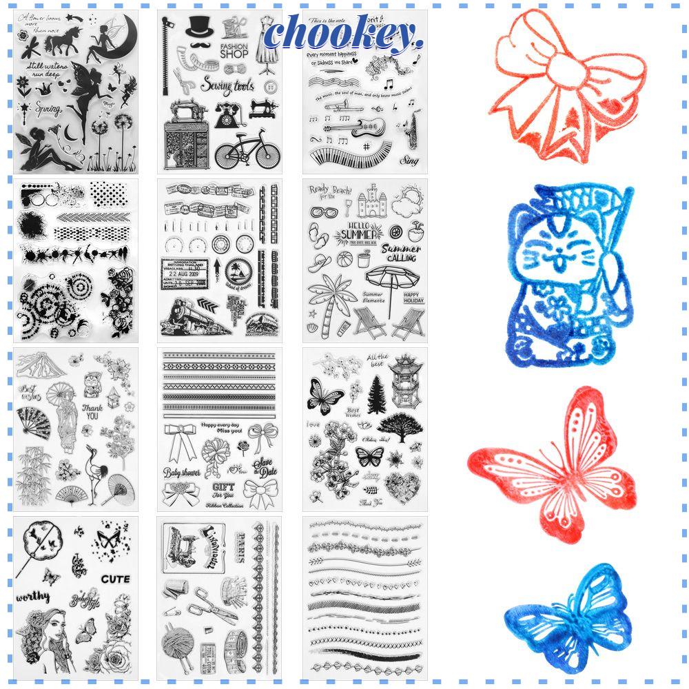 CHOOKEY Con Dấu Trong Suốt Họa Tiết Hoa Trang Trí Sổ Tay