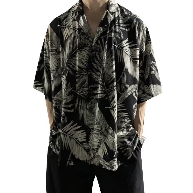 Áo Sơ Mi Nam Tay Ngắn Dáng Rộng Họa Tiết Hoa Phong Cách Hawaii Vintage Hong Kong