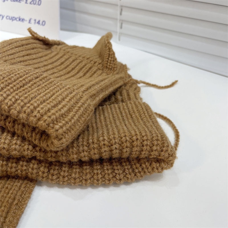 Mũ Len Hai Lớp Thiết Kế Tai Mèo / Heo Dễ Thương Phong Cách Hip hop Thời Trang