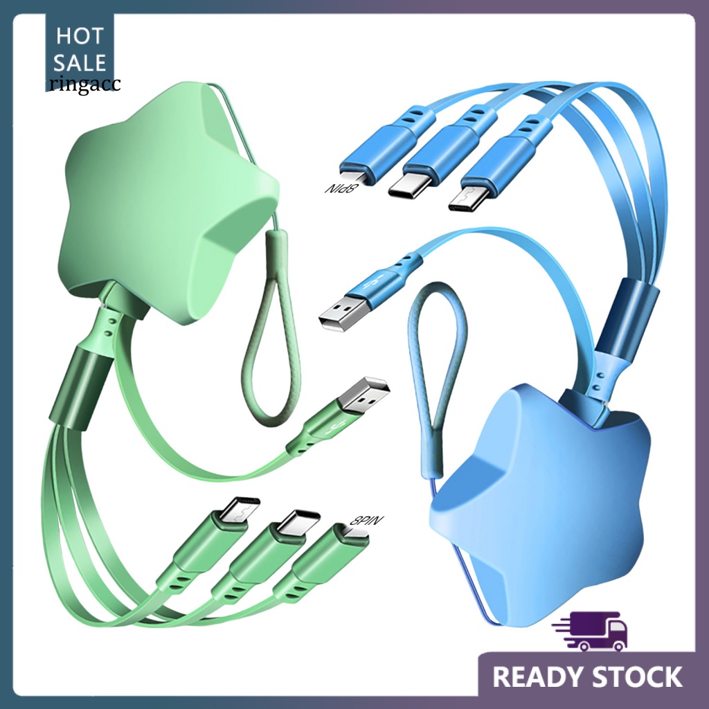 Dây Cáp Sạc RGA Co Giãn Hình Ngôi Sao Ba Cánh Đa Năng