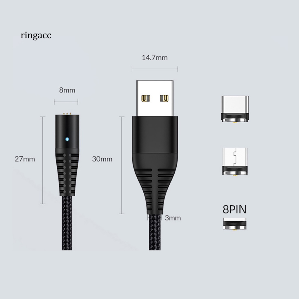 Cáp Sạc Nhanh RGA 5A QC30 Cổng Micro USB Type-C Cho iPhone Android