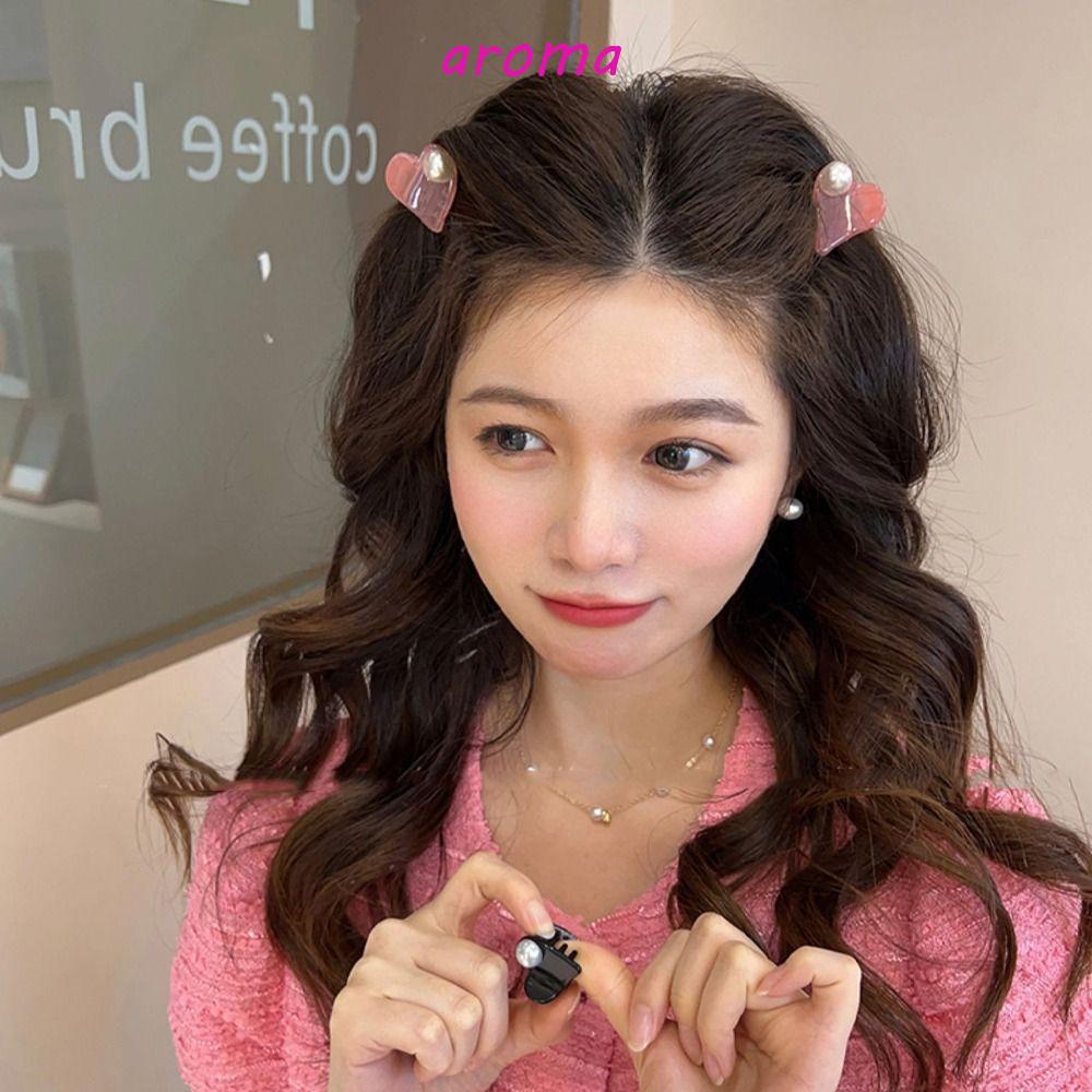 AROMA Kẹp Tóc Hình Trái Tim / Cá Mập Mini Thanh Lịch Thời Trang Hàn Quốc Cho Nữ