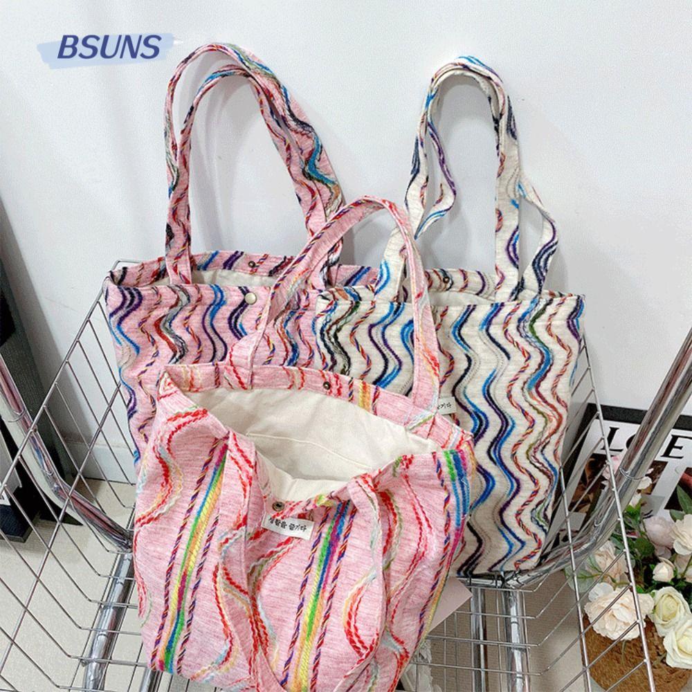 BSUNS Túi Xách Du Lịch Họa Tiết Gợn Sóng Màu Cầu Vồng Thời Trang