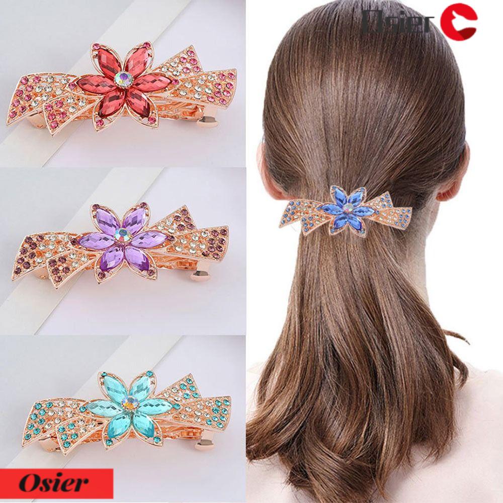 OSIER1 2 Kẹp Tóc Đính Đá Thời Trang Cho Nữ