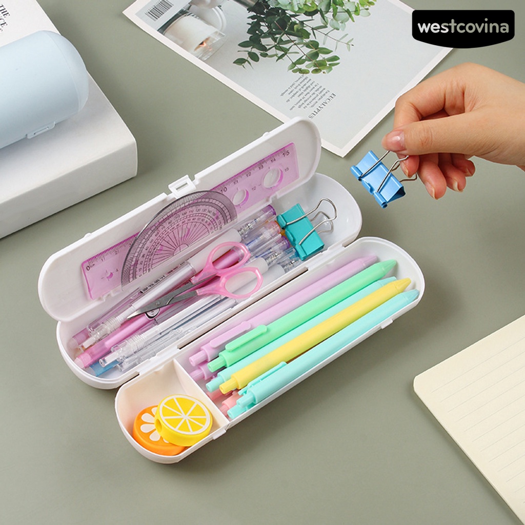 [WSTN] [WSTN]✎Hộp Đựng Bút Bằng PP Mịn Chống Nước Có Khóa Cài Thiết Thực Dành Cho Gia Đình