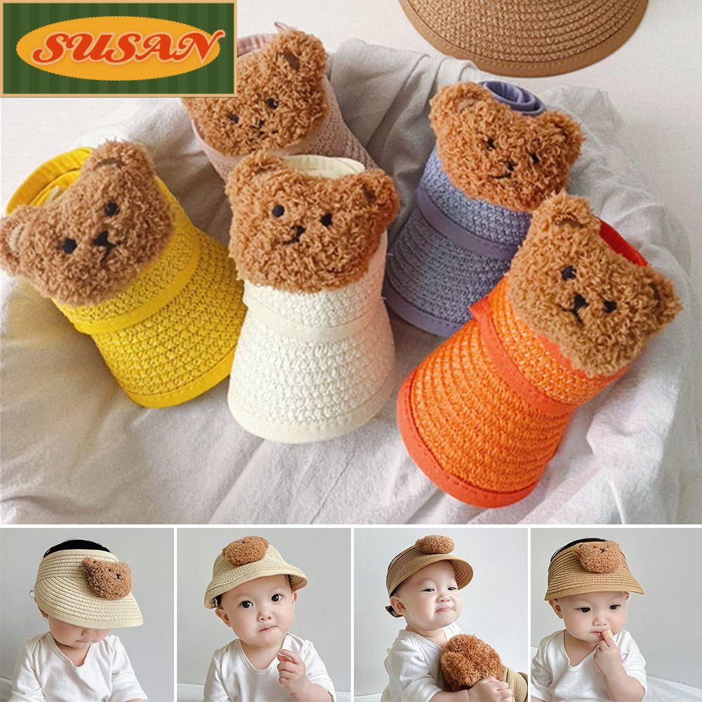 SUSANS Mũ Cói Chống Nắng Ngoài Trời Hoạ Tiết Hoạt Hình Xinh Xắn Dành Cho Bé Có