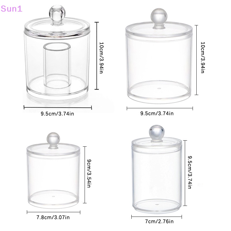 Sun1 &gt; Hộp Đựng Tăm Bông Bằng Acrylic Trong Suốt Hình Tròn Có Nắp Đậy